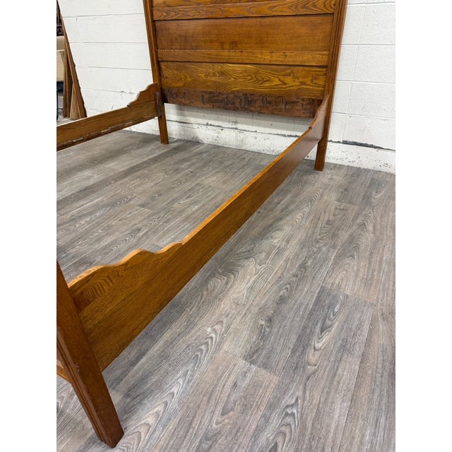 Antique Full Size Victorian Eastlake Carved Oak High Back Bed For Sale - Image 15 of 16
