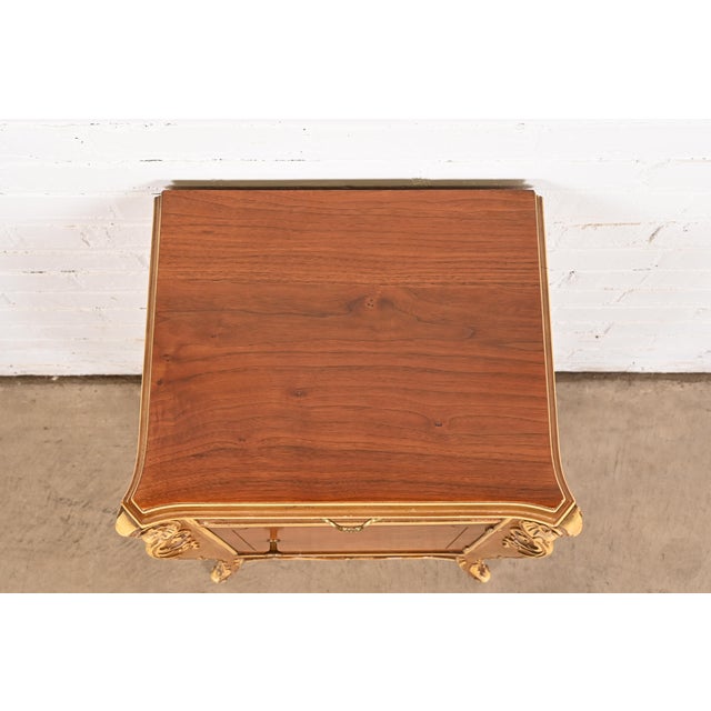 Brown Antique French Provincial Louis XV Walnut and Parcel Painted Nightstand, Circa 1920s For Sale - Image 8 of 12