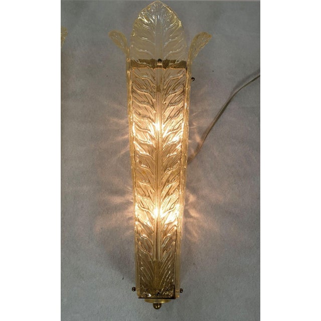 1970s 1970s Mid-Century Modern Leaf Murano Glass Sconces - a Pair For Sale - Image 5 of 11