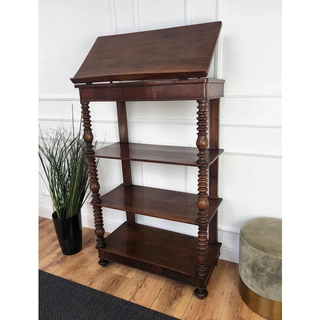 Italian Carved Walnut Wood Three Shelves, 1950s For Sale - Image 9 of 10