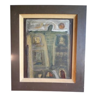 Mid 20th Century Abstract Egg Tempera Painting on Board by Panos Ghikas, Framed For Sale