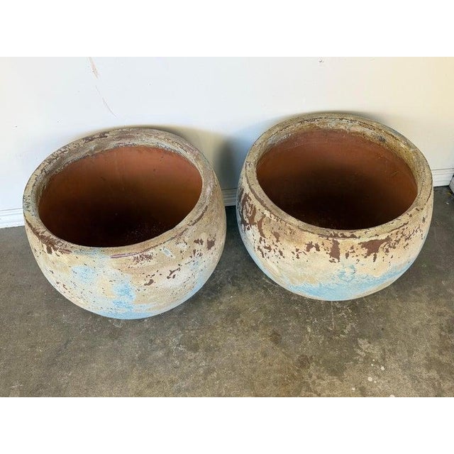 Pair of Monumental Low Bowl Terra Cotta Planters For Sale - Image 11 of 12