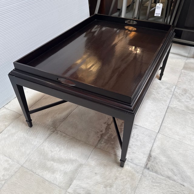 2010s Barbara Barry for Baker Furniture Mahogany Tray-Top Coffee Table For Sale - Image 5 of 12