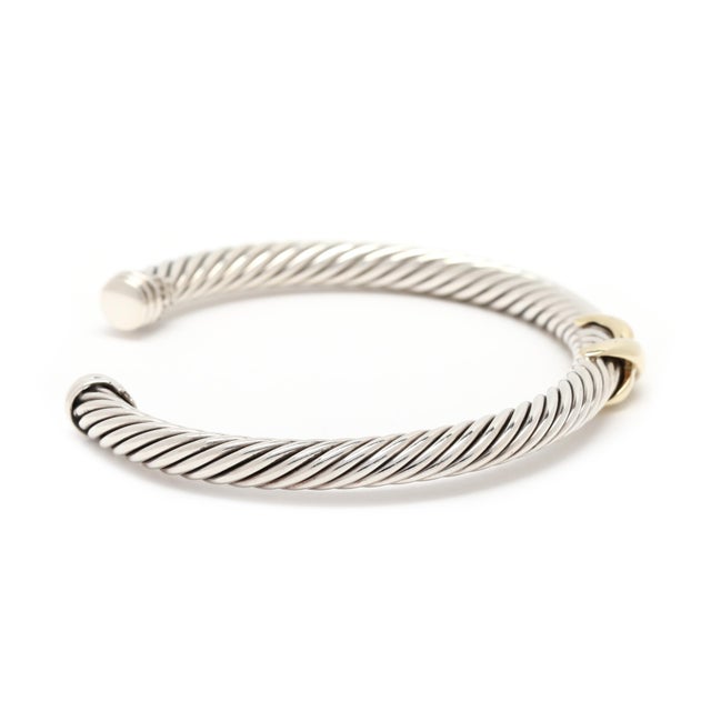 David Yurman Cable Flex X Bracelet, Sterling Silver & 14k Yellow Gold For Sale In Greensboro - Image 6 of 7