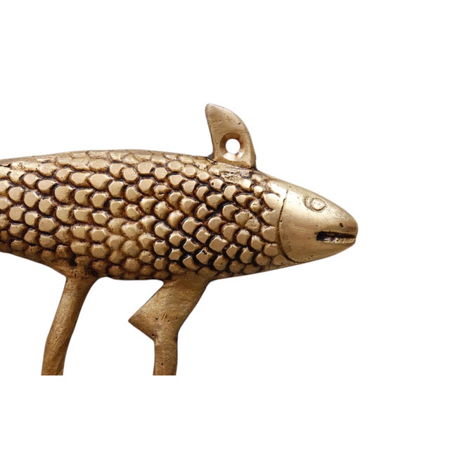 Rustic Brass Fish Wall Hooks For Sale - Image 3 of 4