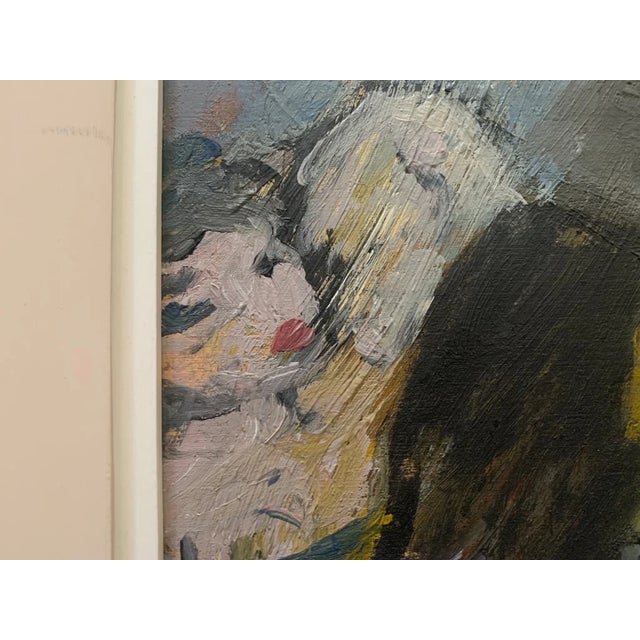 Bruno Paoli "Withdrawal" Original Italian Modern Figurative Portrait, 20th Century Florence Italy Fine Art Painting, Oil on Board, 27.5x23.5" For Sale - Image 4 of 8