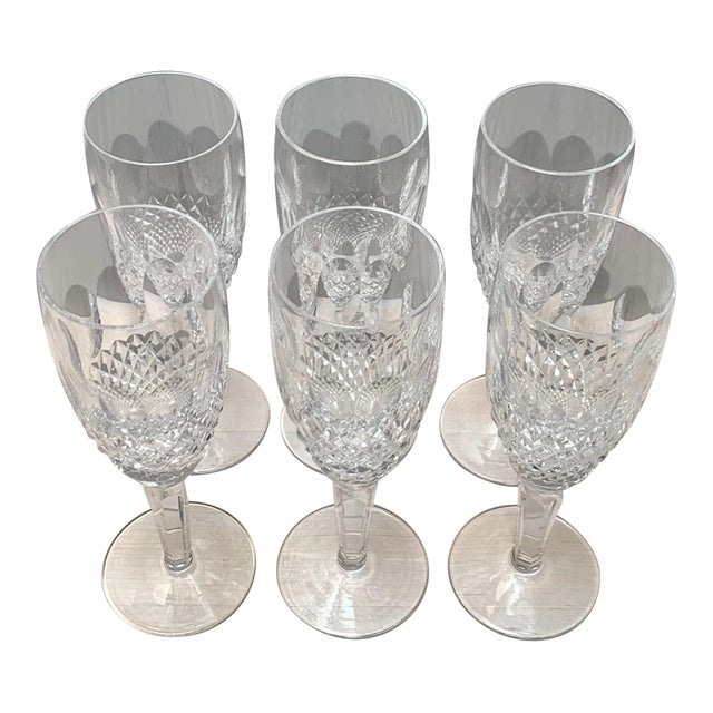 Late 20th Century Waterford Champagne Glasses Set of 6 For Sale