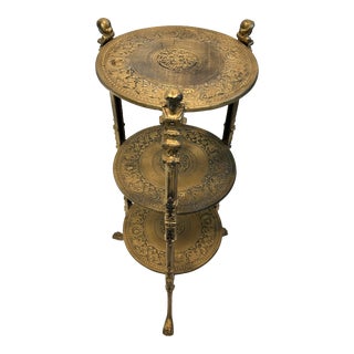 Late 19th Century Edwardian 3-Tiered Side Table Brass/Gold Plant Stand For Sale