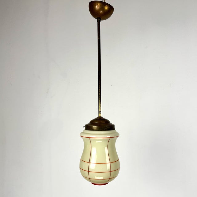 Small Art Deco Pendant Lamp, 1930s, in Very Good conditions. Designed 1920 to 1949 Up to 250V (Europe/UK Standard).The...
