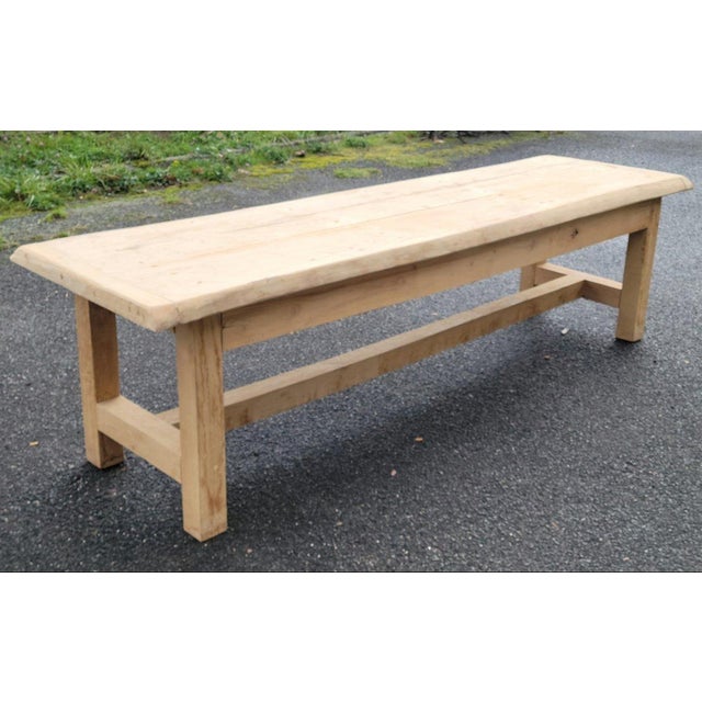 Huge sandblasted farmhouse table: cabinetmaking work from the second half of the 20th century made of solid wood thick top...