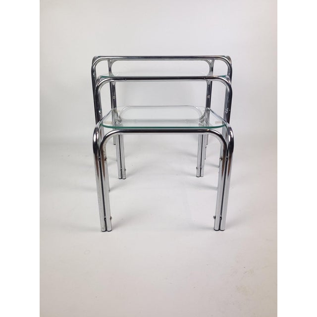 1980s Vintage Chrome Side Tables, 1970s, Set of 3 For Sale - Image 5 of 10