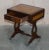 Vintage Brown Leather & Gold Leaf Side Table with Extending Top For Sale - Image 14 of 18