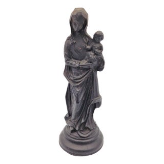 Art Nouveau Virgin Mary with Child in Cast Iron, 1890s For Sale