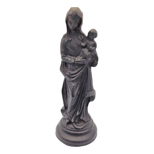 Art Nouveau Virgin Mary with Child in Cast Iron, 1890s For Sale