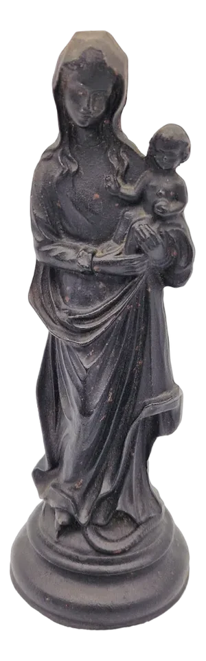 Art Nouveau Virgin Mary with Child in Cast Iron, 1890s