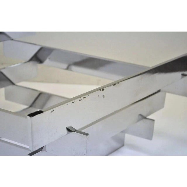 Vintage Paul Mayen Habitat Mid Century Modern Stacked Chrome Glass Coffee Table For Sale In Philadelphia - Image 6 of 11