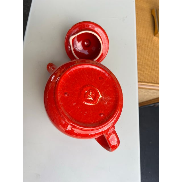 Vintage Warchtersbach cherry red tea pot. Made in West Germany in the 1960-70s .It is made from high-fired ceramic...