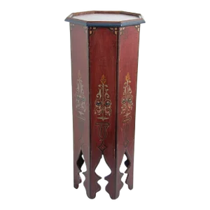 Moroccan Pedestal Table in Moorish Hand Painted Design Octagonal Shape 1960s