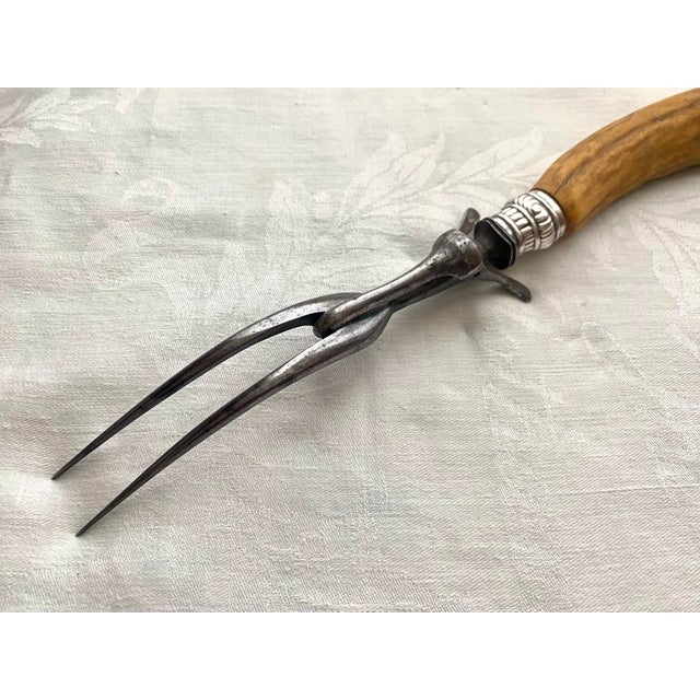 Antique Carving Set With Stag Antler Handles - 3 pcs For Sale - Image 11 of 14