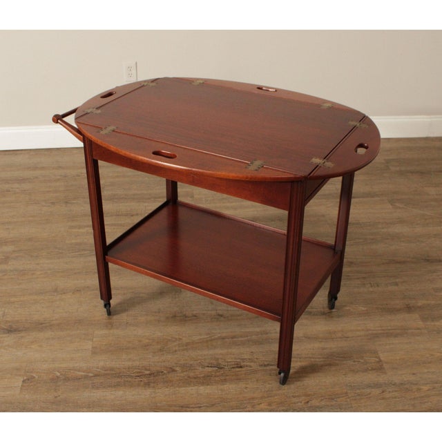 Chippendale Style Vintage Mahogany Butler's Tray Bar Cart | Chairish