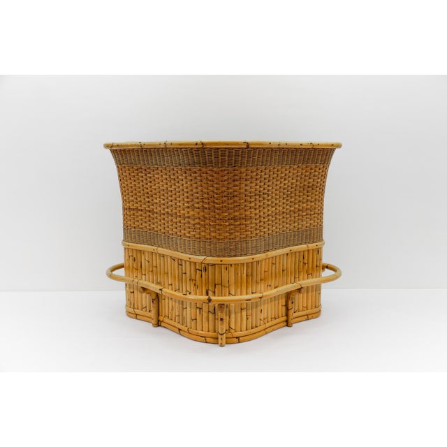 Brown Bamboo Bar and Bar Stools, Italy, 1950s, Set of 6 For Sale - Image 8 of 18