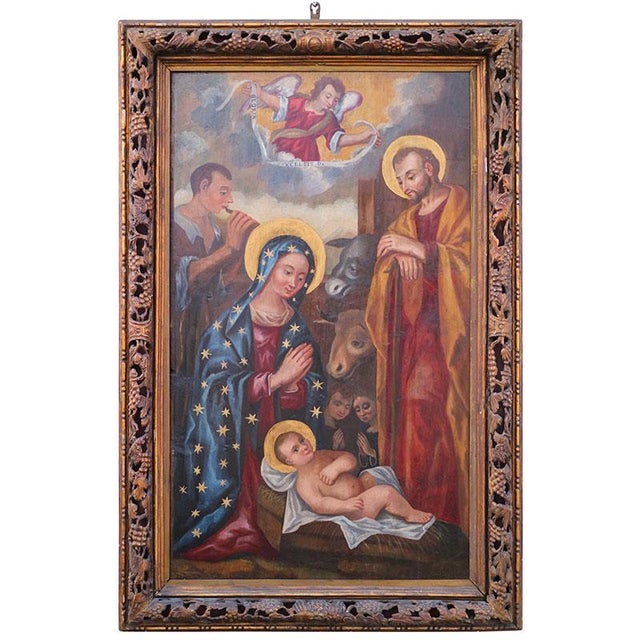 Antonio Marinoni, Nativity, 1500s, Oil on Board For Sale - Image 15 of 15