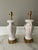 These floral lamps will adorn any room with charm. Bright white large ceramic double arm lamps adorned with 22k gold trim....