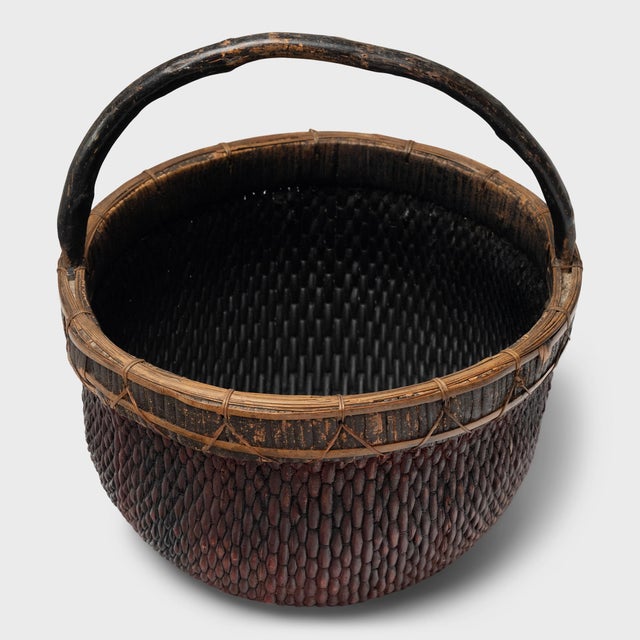 Chinese Chinese Lacquered Harvest Basket, C. 1900 For Sale - Image 3 of 5