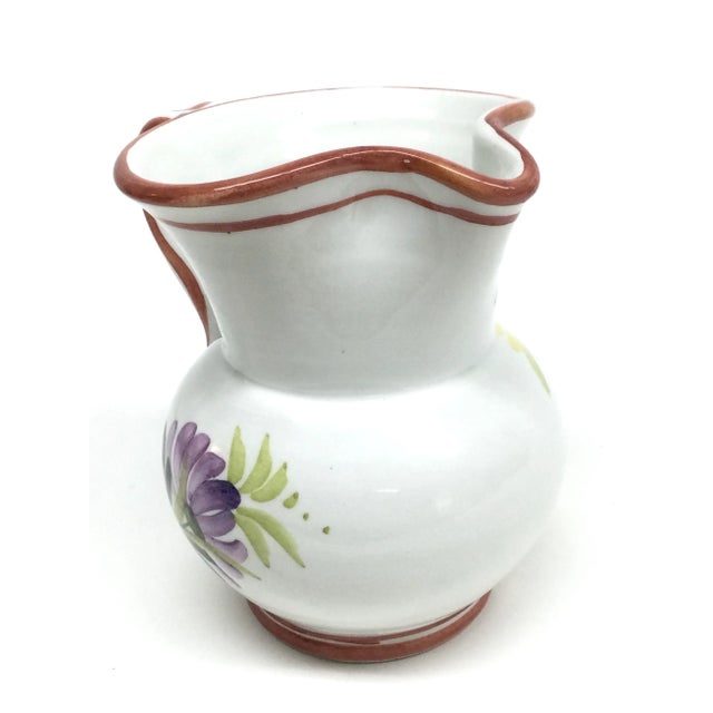 Italian Ceramic Flower Hand Painted Small Pitcher For Sale - Image 4 of 8