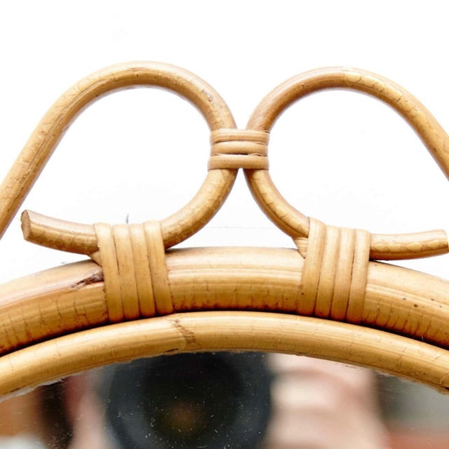 Mid-Century Modern Bamboo Rattan Handcrafted Mirror, French Riviera, 1960s For Sale - Image 10 of 12