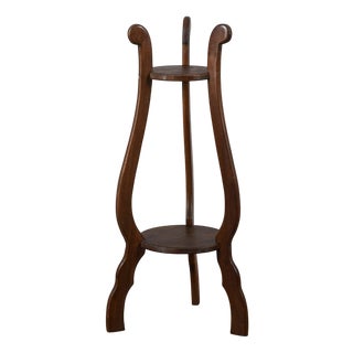 Vintage Handcrafted Wooden Plant Stand For Sale