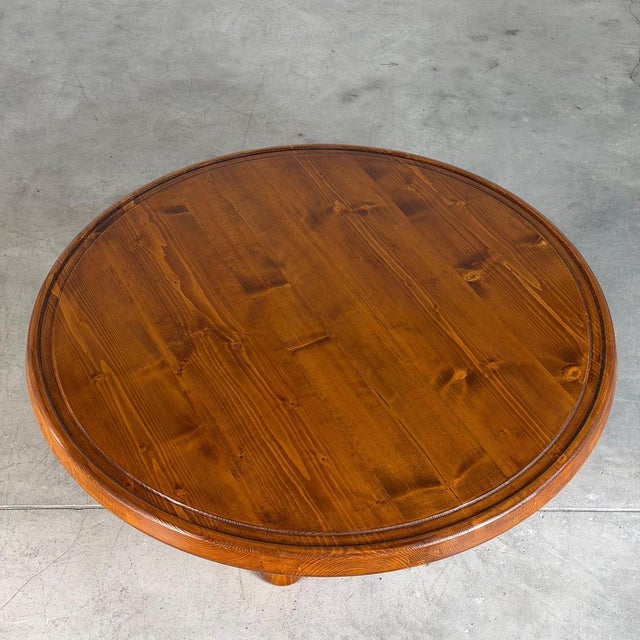 Wood Round Pine Coffee Table in the style of Charlotte Perriand for Les Arcs, France, 1960s For Sale - Image 7 of 18