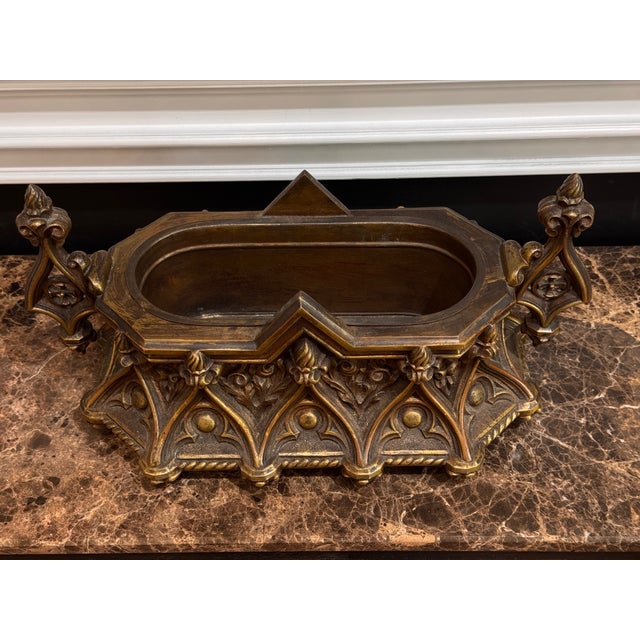 Mid-19th Century English Gothic Revival Cast Bronze Planter For Sale - Image 4 of 12