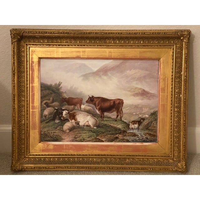 Rustic European Pair of Berlin Porcelain Plaques 19th Century of Animals in Highland Settings For Sale - Image 3 of 12