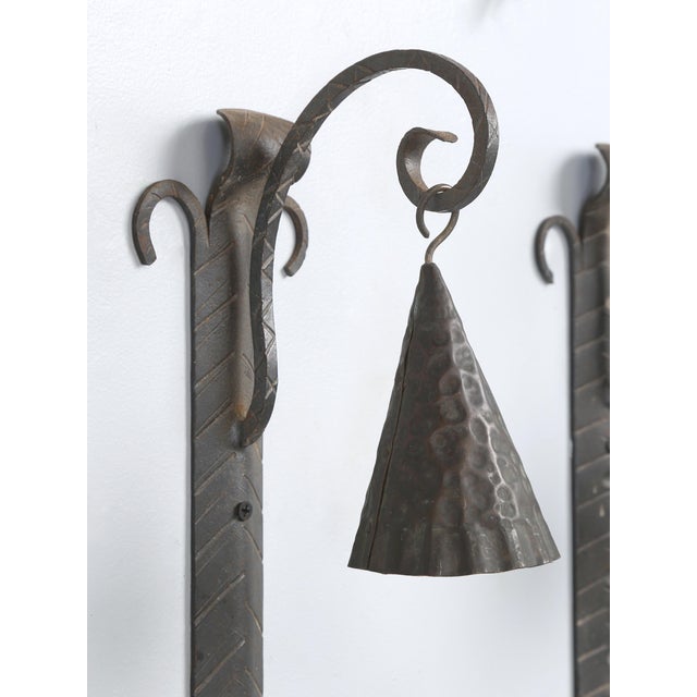 Antique Pair Arts & Craft Wall Sconces Copper and Metal Great Patina Unrestored For Sale In Chicago - Image 6 of 12