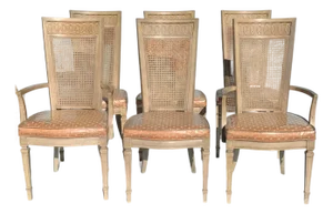 1950s Georgian Style Cane Backed Dining Chairs Set of 6