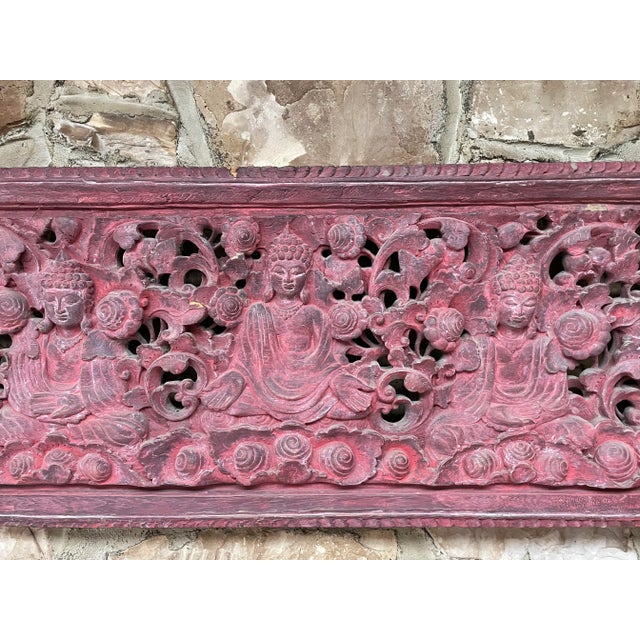 Boho Chic Antique Indonesian Carved Teak Panel For Sale - Image 3 of 13