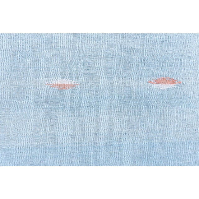 Baby Blue Doris Leslie Blau Vintage Indian Dhurrie Blue Flatweave Cotton Rug For Sale - Image 8 of 9