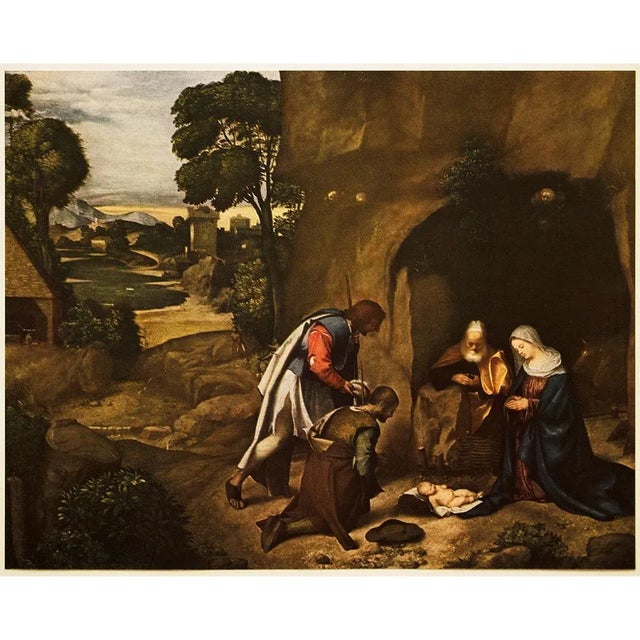 Paper 1956 After Giorgione "The Adoration of the Shepherds", Vintage Full-Color Print For Sale - Image 7 of 7