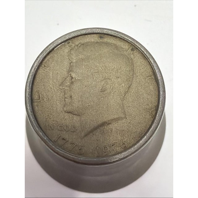 1976 Kennedy BICENTENNIAL HALF DOLLAR Coin Pewter Shot Glass Vintage 2.25" x 2" For Sale - Image 4 of 4