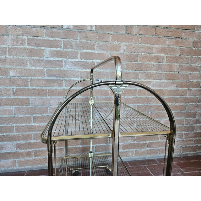 Modern Trolley in Brass and Glass with Two Shelves, 1970s For Sale - Image 3 of 14