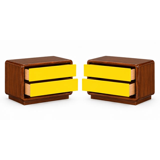 Pair of Vintage Post-Modern Wooden Nightstands For Sale - Image 4 of 5