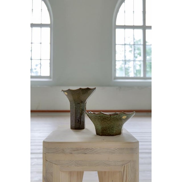 Mid-Century Ceramic Stoneware Bowl and Vase from Rörstrand Studio, Sweden, 1960s, Set of 2 For Sale - Image 6 of 14