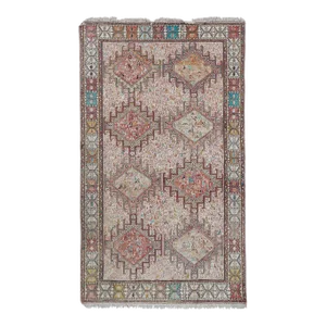 1960s Distressed Turkish Animal Soumac Rug 3'10'' X 6'7''