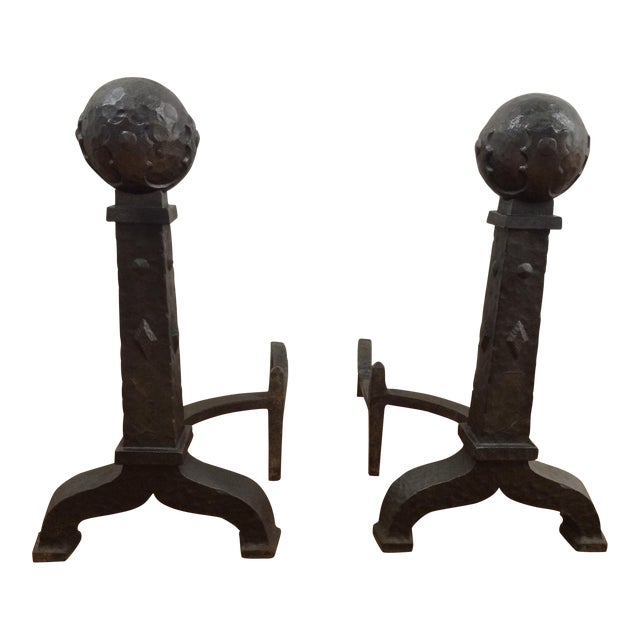 Pair of Vintage Cast Iron Andirons Chairish