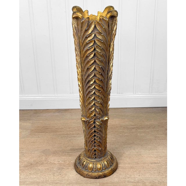 Rococo Vintage Hollywood Regency Rococo Palm Leaf Floor Urn Vase - 28" For Sale - Image 3 of 10