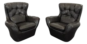 Steiner Armchairs in Dark Brown Leather, Set of 2