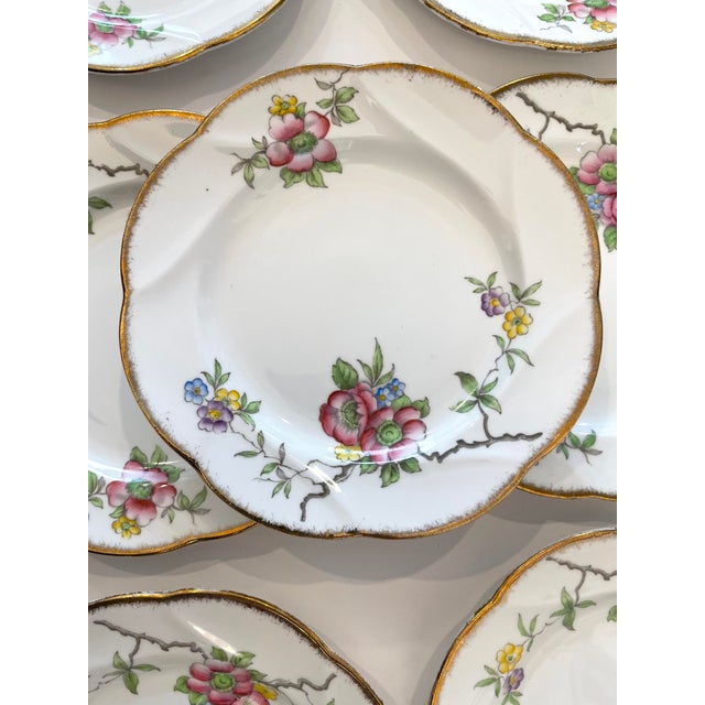 Floral English Bone China Small Plates Set of 7 Chairish