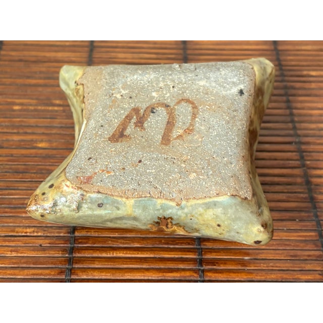 Late 20th Century Late 20th Century Studio Made Pillow-Shaped Pottery Flower Frog For Sale - Image 5 of 6