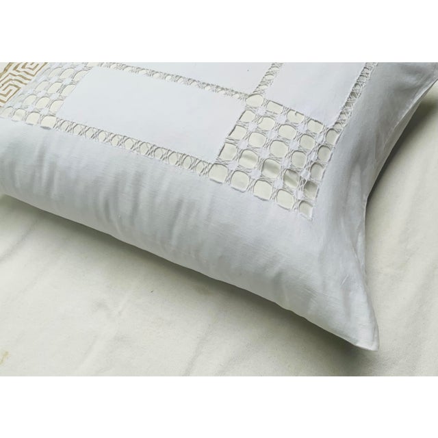 Antique French Linen Euro Style Pillow Covers, Pair c.1900 For Sale - Image 11 of 12
